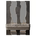 Modern Bathroom Vanity With Marble Countertop Double Sink And Hanging Mirror
