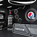 Futuristic Pepsi Booth With High Tech Design And Black White Red Accents