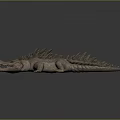 Realistic Crocodile 3D Sculpture With Spiked Back And Detailed Textured Skin Design