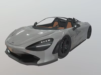 Silver Convertible Sports Car Featuring Orange Interior Black Wheels And Sleek Design 3d model