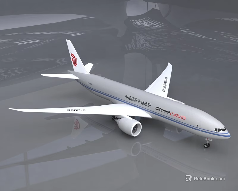 Air China Passenger Aircraft With White Body Red Tail Logo And Blue Stripe 3d model 