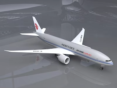 Air China Passenger Aircraft With White Body Red Tail Logo And Blue Stripe 3d model
