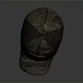 Camo Pattern Cap With Red Handsome Boy Label And Mesh Panel 3d model