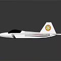 White Model Airplane with Red Yellow Star Patterns and Round Emblem on Tail 3d model