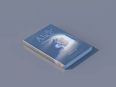 Alice in Wonderland Book Cover With Open Pages And Character Illustration 3d model