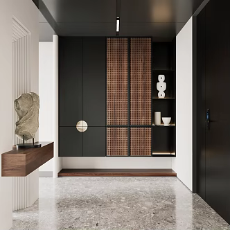 Modern Silent Vintage Solid Wood Entrance Cabinet 3d model