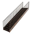 Staircase With Black Metal Railings And Dark Steps For Modern Interior Design