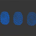 Modern Blue Fingerprint Shaped Wall Decor With Three Pieces And Reflective Surface 3d model