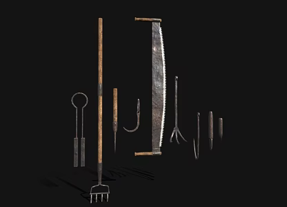 Vintage hardware tools hardware woodworking tools metal parts 3d model