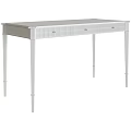 Black Sleek Modern Functional Desk With Slender Legs And Drawers With Metal Handles