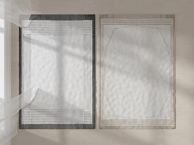 Stylish Square Rugs With Dark And Light Geometric Border Designs For Living Room 3d model