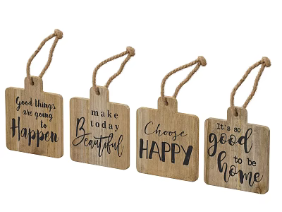 Wooden Hangers With Positive Phrases Including Choose Happy And Good Day Home 3d model
