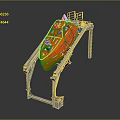 Orange Marine Lifeboat Mounted on Heavy Duty Metal Support Frame for Emergency Rescue Operations