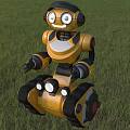 Smart Robot With Yellow And Black Body Large Eyes And Tracked Base