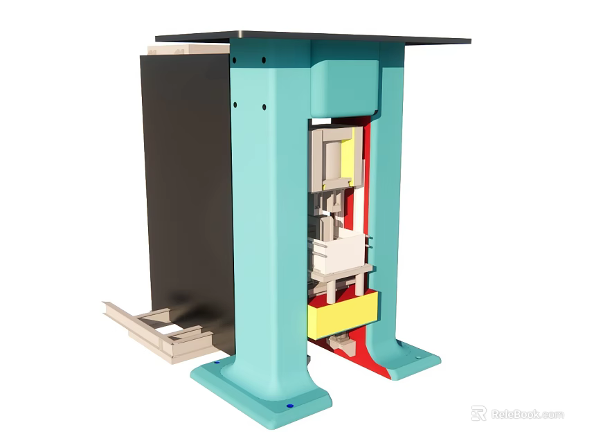 Industrial Mechanical Device Structural Design With Blue Frame And Colorful Internal Components 3d model