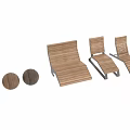 Wooden Loungers on Outdoor Ground with Metal Frames and Modern Design
