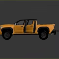 Yellow Modern Pickup Truck With Open Doors Black Roof And Off Road Design