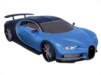 Blue Sports Car With Sleek Aerodynamic Design Black Roof Sporty Wheels And Rear Spoiler 3d model