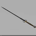 Serrated Blade Medieval Sword With Metal Construction And Brown Wrapped Handle