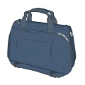 Stylish Blue Leather Handbag With Gold Zippers And Top Handle Design