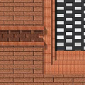Brick Feature Wall With Perforated Grille And Wall Lamps Design 3d model