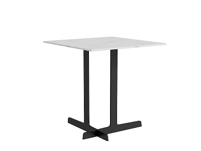Modern Square Coffee Table With White Tabletop And Black Metal Legs 3d model