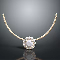 Elegant Gold Necklace With Central Gemstone Pendant And Small Diamond Accents On Thin Chain