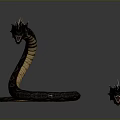 Fantasy Character Weapon Staff With Coiled Snake Head Design And Smooth Black Surface