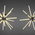 Contemporary Radial Chandelier With Slim Light Tubes And Metallic Frame Design