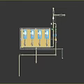 Industrial System With Blue Components Piping Framework And Valves