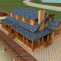 Two Story Wooden House With Spacious Porch Dark Shingle Roof And Wooden Deck