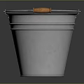Sturdy Silver Metal Bucket With Wooden Handle Essential Household Item For Daily Use