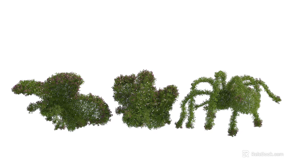 Artistic Topiary Shrubs Shaped Into Various Animal Figures For Garden Design 3d model 