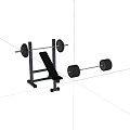 Gym Exercise Equipment Setup With Bench Press Rack And Barbell Weights 3d model