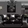 Elegant Modern Dining Living Room Interior With Chandelier Dining Table Sofa And Window