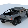 Gray Modern 6x6 Pickup Truck with Off Road Design Large Wheels and Sporty Exterior