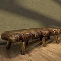 Wooden Public Bench With Natural Texture And Sturdy Legs On Wooden Floor
