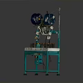 Industrial Manufacturing Machine With Green Frame Multiple Metal Spools And Control Panel System
