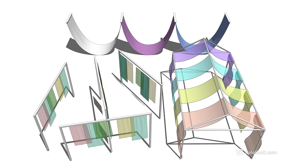 Colorful Fabric Covered Display Stands For Modular Exhibition Event Setup Design 3d model