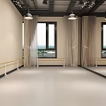 Elegant Ballet Dance Studio Exterior With Glass Door And Dancer Figure
