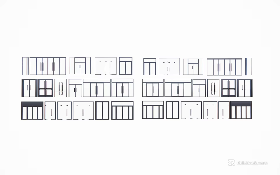 Architectural Door And Window Design Layouts With Various Styles And Structures 3d model