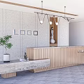 Modern Front Desk Company Lobby Company Front Desk Front Desk Front Desk Background Wall Reception Desk Reception Area Company Rest Area 3d model