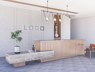 Modern Front Desk Company Lobby Company Front Desk Front Desk Front Desk Background Wall Reception Desk Reception Area Company Rest Area 3d model
