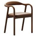 Modern Single Chair With Wooden Frame Curved Armrests And Light Padded Seat