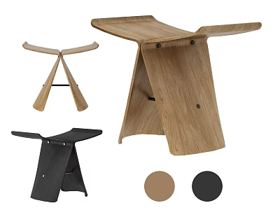 Modern Wooden Stools With Contemporary Design And Color Options Brown Black 3d model