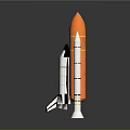 White Space Shuttle Model Featuring Orange Boosters And Black Details 3d model
