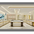 Diamonds Jewelry City Luxury Storefront With Golden Decor And Jewelry Showcases