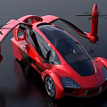 Futuristic Red Flying Car With Modern Aerodynamic Design And Rotor Blades