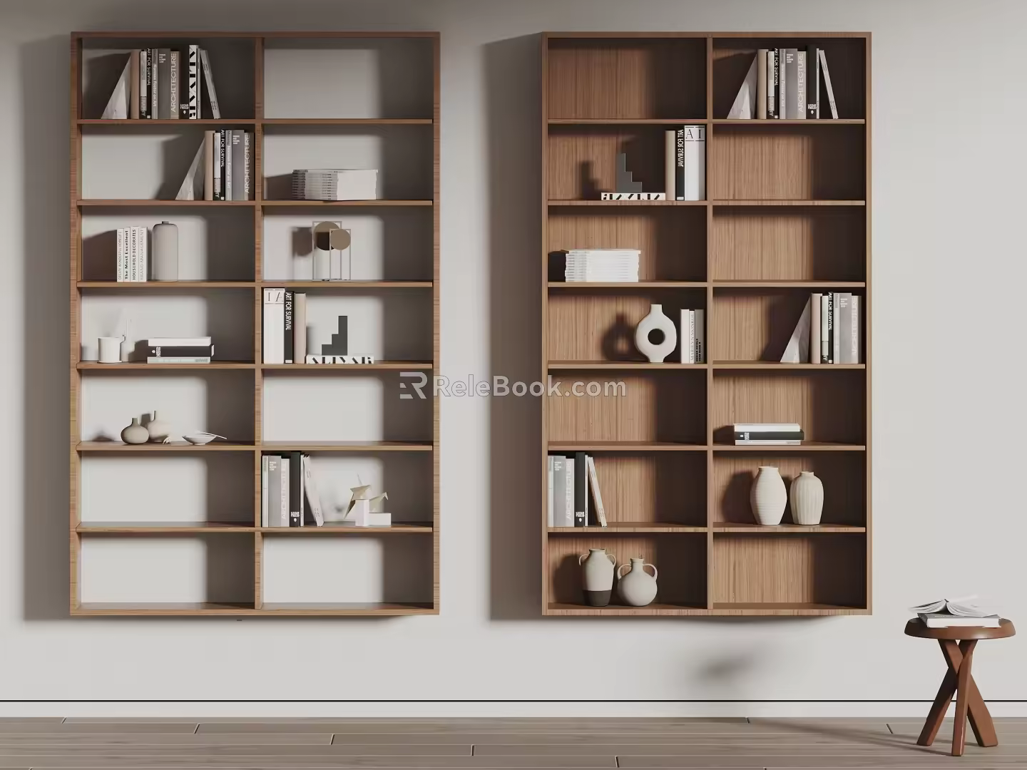 BoConcert bookcase bookshelf books book decorations stool 3d model