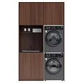 Wooden Bathroom Cabinet With Washer Dryer Storage Shelf Towel And Toiletries